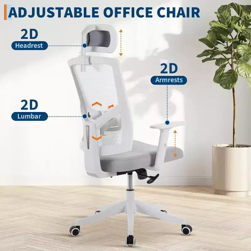 Ergonomic Office Chair, Computer Desk Chair Comfy with Adjustable Padded Headrest,Comfortable Lumbar Support Gaming Chairs for Bedroom,Study,Student