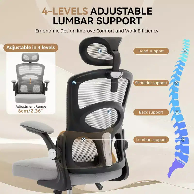 Ergonomic Office Chair  High-Back Mesh Desk Chair with Adjustable Headrest & Wheels  Swivel Task Chair for Home/Office/Gaming Room