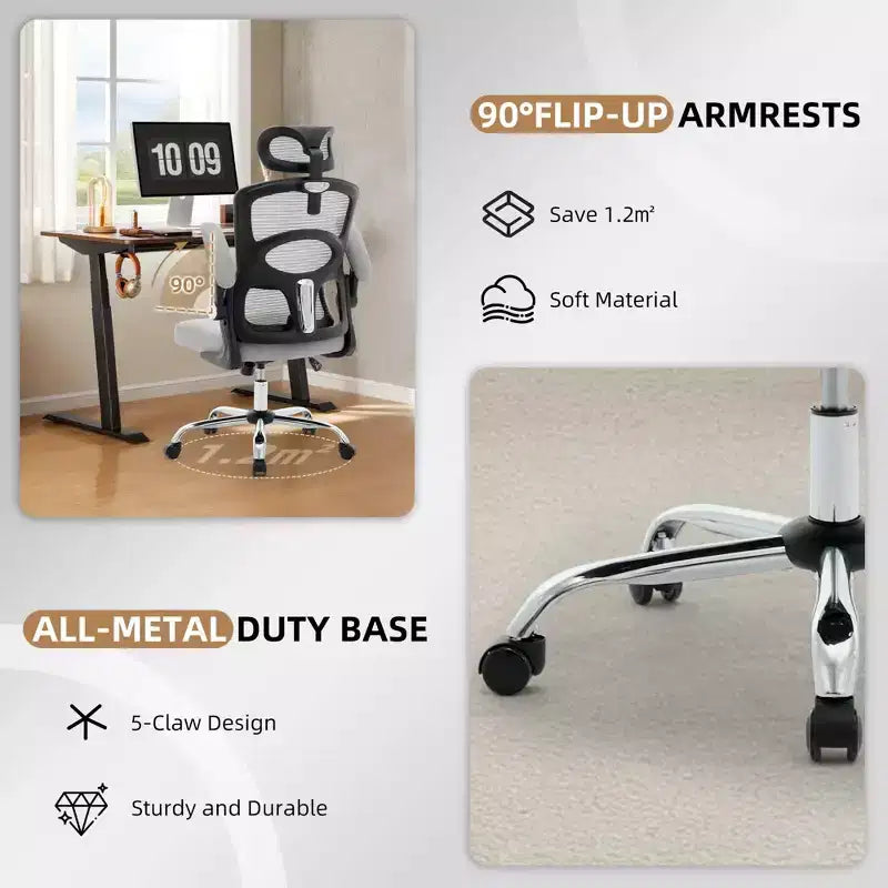 Ergonomic Office Chair  High-Back Mesh Desk Chair with Adjustable Headrest & Wheels  Swivel Task Chair for Home/Office/Gaming Room
