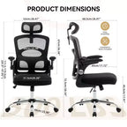 Ergonomic Office Chair  High-Back Mesh Desk Chair with Adjustable Headrest & Wheels  Swivel Task Chair for Home/Office/Gaming Room