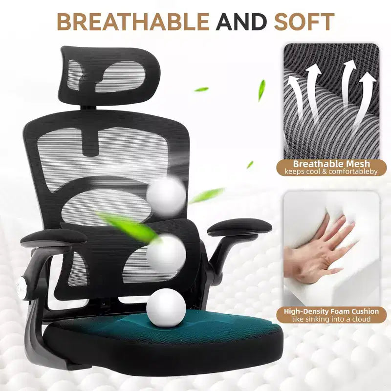 Ergonomic Office Chair  High-Back Mesh Desk Chair with Adjustable Headrest & Wheels  Swivel Task Chair for Home/Office/Gaming Room