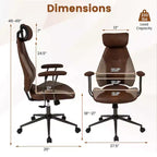 Sedia da ufficio ergonomica Costway con poggiatesta 2D, schienale basculante e ruote, sedia da gaming blu/marrone e beige/grigio e blu