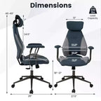Sedia da ufficio ergonomica Costway con poggiatesta 2D, schienale basculante e ruote, sedia da gaming blu/marrone e beige/grigio e blu