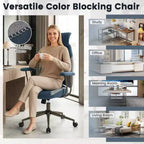 Sedia da ufficio ergonomica Costway con poggiatesta 2D, schienale basculante e ruote, sedia da gaming blu/marrone e beige/grigio e blu