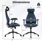 Sedia da ufficio ergonomica Costway con poggiatesta 2D, schienale basculante e ruote, sedia da gaming blu/marrone e beige/grigio e blu