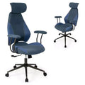 Costway Ergonomic Office Chair with 2D Headrest, Rocking Backrest & Wheels, Gaming Chair Blue/Brown & Beige/Gray & Blue