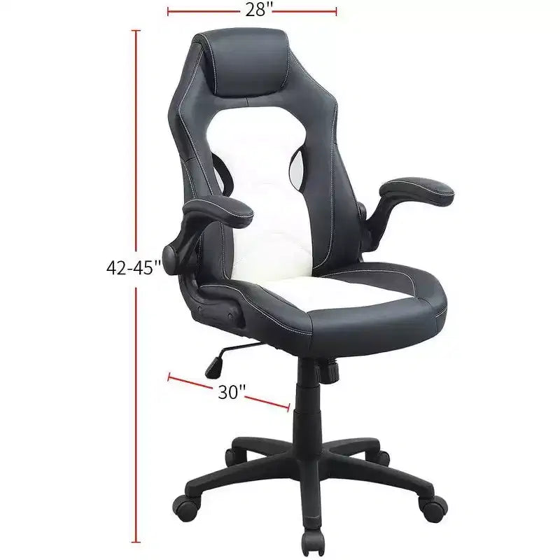 TUYOHW Sedia da gaming girevole con altezza regolabile e ruote, sedia da ufficio ergonomica per videogiochi per ufficio e casa, sedia per il tempo libero imbottita