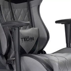 TUYOHW XL Sedia da Gaming Ergonomica, Sedia da Ufficio Girevole a 360° con Cuscino Lombare e Poggiatesta, Reclinabile 90-150° per Ufficio e Casa, Portata Massima 159 kg, Grigio