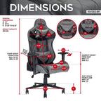 TUYOHW XL Sedia da Gaming Ergonomica, Sedia da Ufficio Girevole a 360° con Cuscino Lombare e Poggiatesta, Reclinabile 90-150° per Ufficio e Casa, Portata Massima 159 kg, Grigio