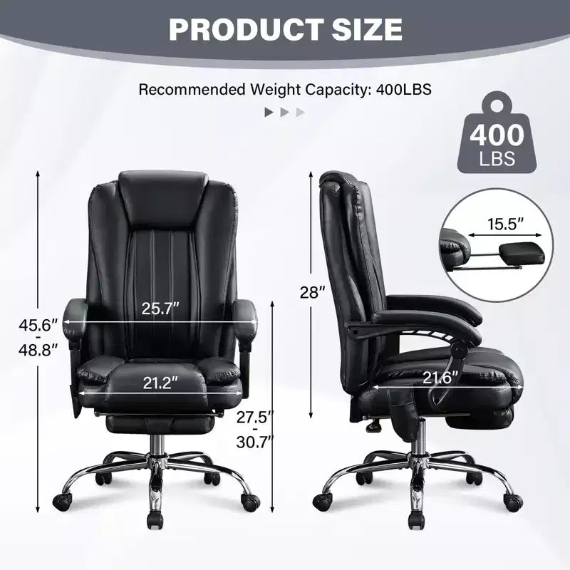 TUYOHW Massage Chair Boss Chair for Office,360 Swivel Ergonomics Office Chair with Footrest,Recliner Computer Chair with Adjustable Height,Black
