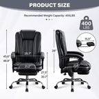 TUYOHW Massage Chair Boss Chair for Office,360 Swivel Ergonomics Office Chair with Footrest,Recliner Computer Chair with Adjustable Height,Black