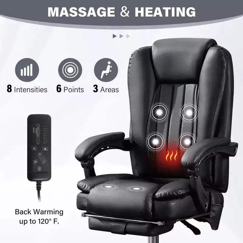 TUYOHW Massage Chair Boss Chair for Office,360 Swivel Ergonomics Office Chair with Footrest,Recliner Computer Chair with Adjustable Height,Black