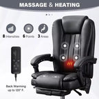 TUYOHW Massage Chair Boss Chair for Office,360 Swivel Ergonomics Office Chair with Footrest,Recliner Computer Chair with Adjustable Height,Black