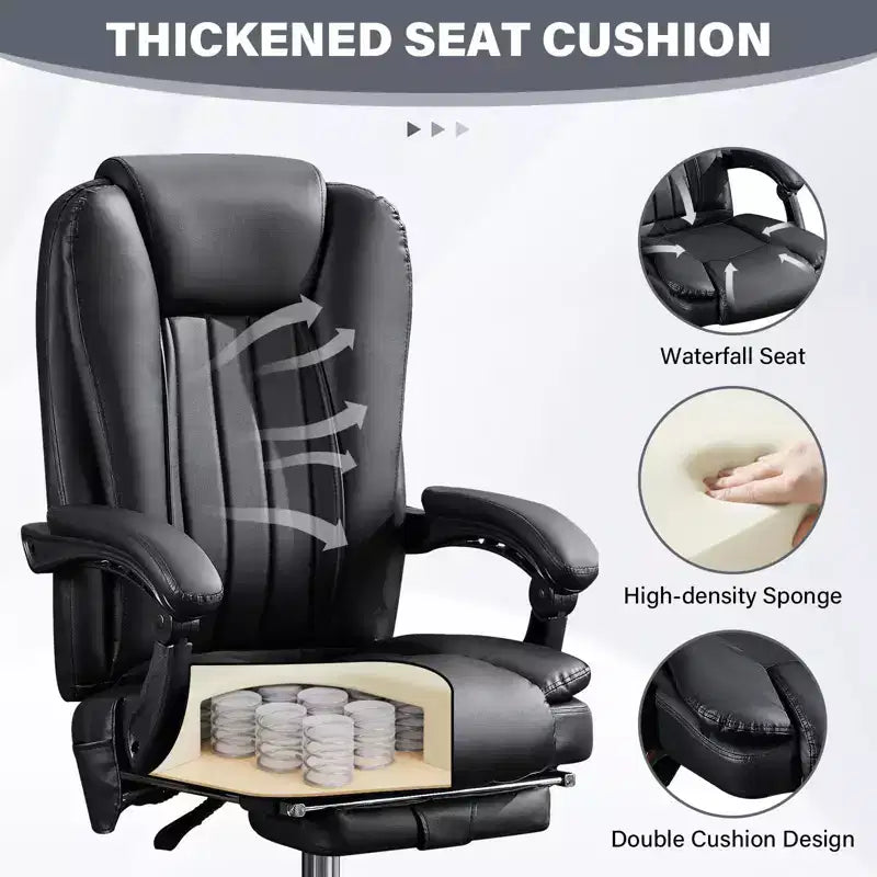 TUYOHW Massage Chair Boss Chair for Office,360 Swivel Ergonomics Office Chair with Footrest,Recliner Computer Chair with Adjustable Height,Black