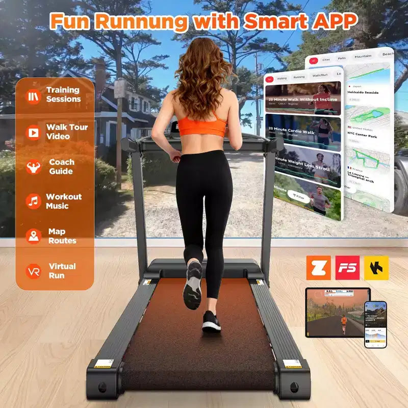 Tapis Roulant Pieghevole per Casa con Capacità di Carico di 136 kg, Tapis Roulant Inclinabile da 3 CV, 64+7 Programmi, Tapis Roulant Portatile, 12 km/h, Nastro a 5 Strati, Corsi Gratuiti di Jogging e Camminata