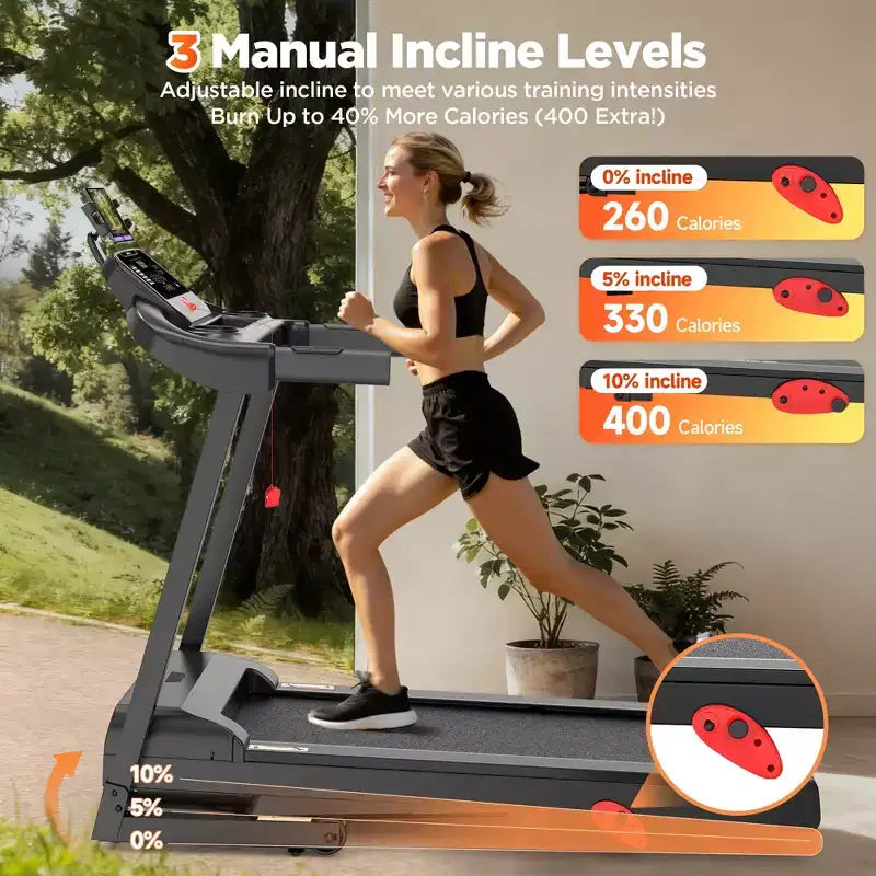 Tapis Roulant Pieghevole per Casa con Capacità di Carico di 136 kg, Tapis Roulant Inclinabile da 3 CV, 64+7 Programmi, Tapis Roulant Portatile, 12 km/h, Nastro a 5 Strati, Corsi Gratuiti di Jogging e Camminata
