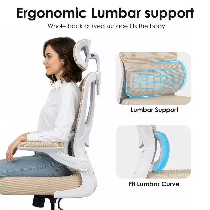 TUYOHW Sedia da ufficio ergonomica in rete con supporto lombare regolabile, poggiatesta e braccioli ribaltabili, sedia da scrivania per ufficio a casa per studio, sala giochi