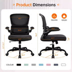 KERDOM Breathable Mesh Comfy Chair with Lumbar Support, with Flip-up Armrests, Gaming Chair for Home Office