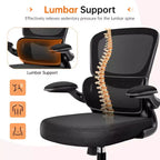 KERDOM Breathable Mesh Comfy Chair with Lumbar Support, with Flip-up Armrests, Gaming Chair for Home Office