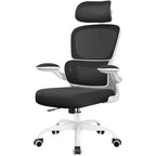 KERDOM Breathable Mesh Comfy Chair with Lumbar Support, with Flip-up Armrests, Gaming Chair for Home Office