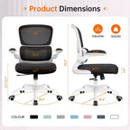 KERDOM Breathable Mesh Comfy Chair with Lumbar Support, with Flip-up Armrests, Gaming Chair for Home Office