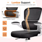 KERDOM Breathable Mesh Comfy Chair with Lumbar Support, with Flip-up Armrests, Gaming Chair for Home Office