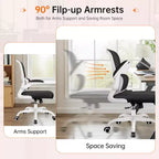 KERDOM Breathable Mesh Comfy Chair with Lumbar Support, with Flip-up Armrests, Gaming Chair for Home Office