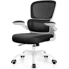 KERDOM Breathable Mesh Comfy Chair with Lumbar Support, with Flip-up Armrests, Gaming Chair for Home Office