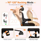 KERDOM Breathable Mesh Comfy Chair with Lumbar Support, with Flip-up Armrests, Gaming Chair for Home Office