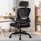 KERDOM Breathable Mesh Comfy Chair with Lumbar Support, with Flip-up Armrests, Gaming Chair for Home Office