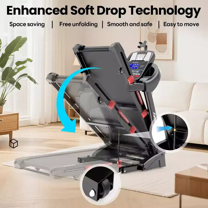 Tapis Roulant Inclinazione Automatica 20% 5.1HP per Casa, Tapis Roulant Pieghevole con Capacità 136 kg, Doppio Altoparlante HiFi, Controllo App con Corsa Virtuale, 71 Programmi