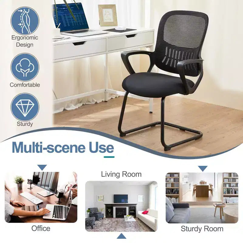 Sedia da ufficio ergonomica TUYOHW con seduta imbottita, sedia da gaming con braccioli e supporto lombare, sedia da computer per sala lettura, nera