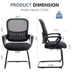 Sedia da ufficio ergonomica TUYOHW con seduta imbottita, sedia da gaming con braccioli e supporto lombare, sedia da computer per sala lettura, nera