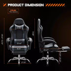 TUYOHW Sedia da Gaming Ergonomica con Poggiapiedi, Poltrona Reclinabile in Pelle PU con Poggiatesta e Bracciolo Fisso, Sedia da Ufficio per Studio
