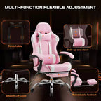 TUYOHW Sedia da Gaming Ergonomica con Poggiapiedi, Poltrona Reclinabile in Pelle PU con Poggiatesta e Bracciolo Fisso, Sedia da Ufficio per Studio