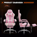 TUYOHW Sedia da Gaming Ergonomica con Poggiapiedi, Poltrona Reclinabile in Pelle PU con Poggiatesta e Bracciolo Fisso, Sedia da Ufficio per Studio