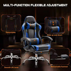TUYOHW Sedia da Gaming Ergonomica con Poggiapiedi, Poltrona Reclinabile in Pelle PU con Poggiatesta e Bracciolo Fisso, Sedia da Ufficio per Studio