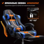 TUYOHW Sedia da Gaming Ergonomica con Poggiapiedi, Poltrona Reclinabile in Pelle PU con Poggiatesta e Bracciolo Fisso, Sedia da Ufficio per Studio