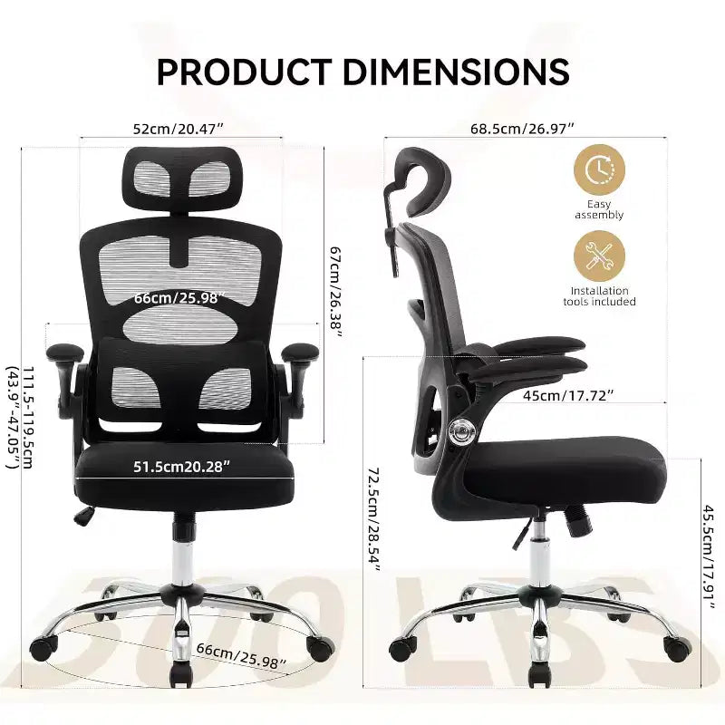 COZONY Ergonomic Desk Chair - Mesh Office Desk Chair w/ Wheels, High-Back Computer Gaming Chair with Adjustable Headrest, Rolling Swivel Task Chair