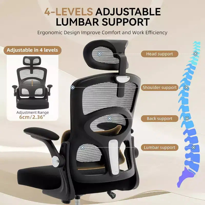 COZONY Ergonomic Desk Chair - Mesh Office Desk Chair w/ Wheels, High-Back Computer Gaming Chair with Adjustable Headrest, Rolling Swivel Task Chair