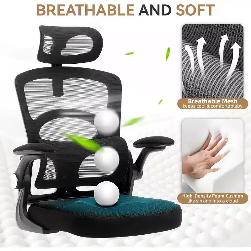 COZONY Ergonomic Desk Chair - Mesh Office Desk Chair w/ Wheels, High-Back Computer Gaming Chair with Adjustable Headrest, Rolling Swivel Task Chair