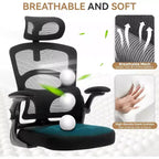 COZONY Ergonomic Desk Chair - Mesh Office Desk Chair w/ Wheels, High-Back Computer Gaming Chair with Adjustable Headrest, Rolling Swivel Task Chair
