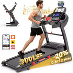20% Auto Incline Treadmill 4.5HP, 300LB Treadmill for Home, Foldable Running Walking Machine w/ APP Control, 71 Programs, 12MPH, Bluetooth Speakers