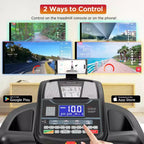 20% Auto Incline Treadmill 4.5HP, 300LB Treadmill for Home, Foldable Running Walking Machine w/ APP Control, 71 Programs, 12MPH, Bluetooth Speakers