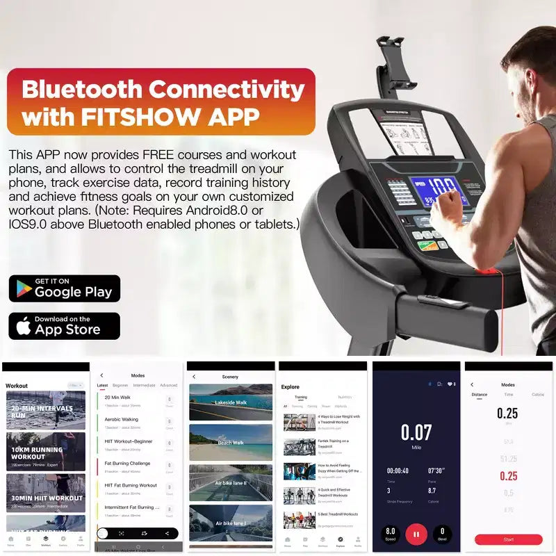 20% Auto Incline Treadmill 4.5HP, 300LB Treadmill for Home, Foldable Running Walking Machine w/ APP Control, 71 Programs, 12MPH, Bluetooth Speakers