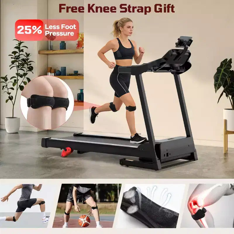 3.5HP Folding Treadmill for Home/Office, 3-Level Incline, 7.5 MPH,64 Programs, FREE Courses&APP Control, Heart Rate Monitor,Jogging walking treadmill