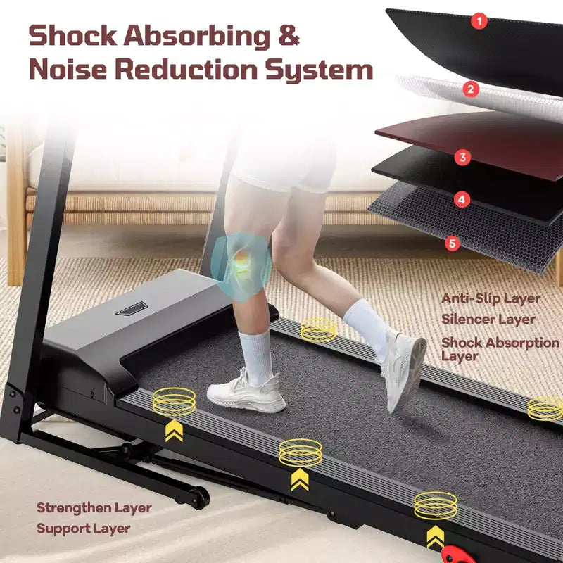 3.5HP Folding Treadmill for Home/Office, 3-Level Incline, 7.5 MPH,64 Programs, FREE Courses&APP Control, Heart Rate Monitor,Jogging walking treadmill