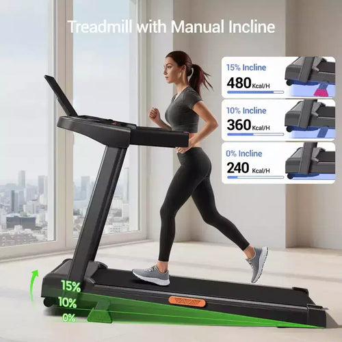 Tapis Roulant Inclinabile 4-in-1 con Pendenza del 15%, Pieghevole Sotto Scrivania per Casa e Ufficio, Motore Silenzioso da 2,5 HP (3)