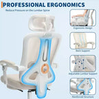 Acekool Ergonomic Mesh Reclining Chair with Footrest, Adjustable Lumbar & Headrest, for Home Office Gaming Room