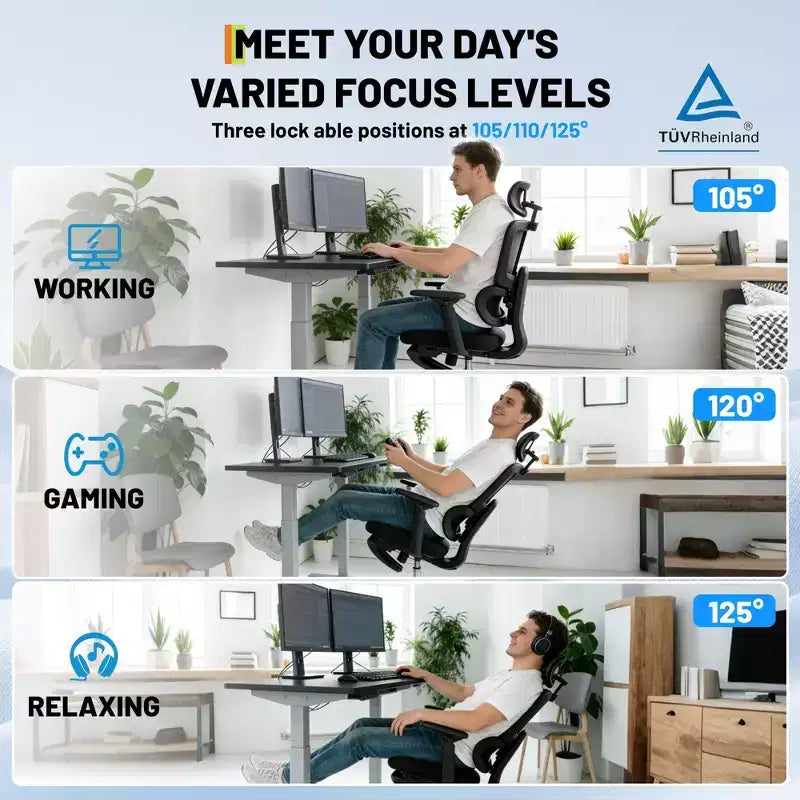 Heavy-Duty Ergonomic Mesh Gaming Chair  High-Back Office Chair with 4D Flip-Up Arms, Adjustable Headrest & Lumbar Support, 400 lbs Capacity